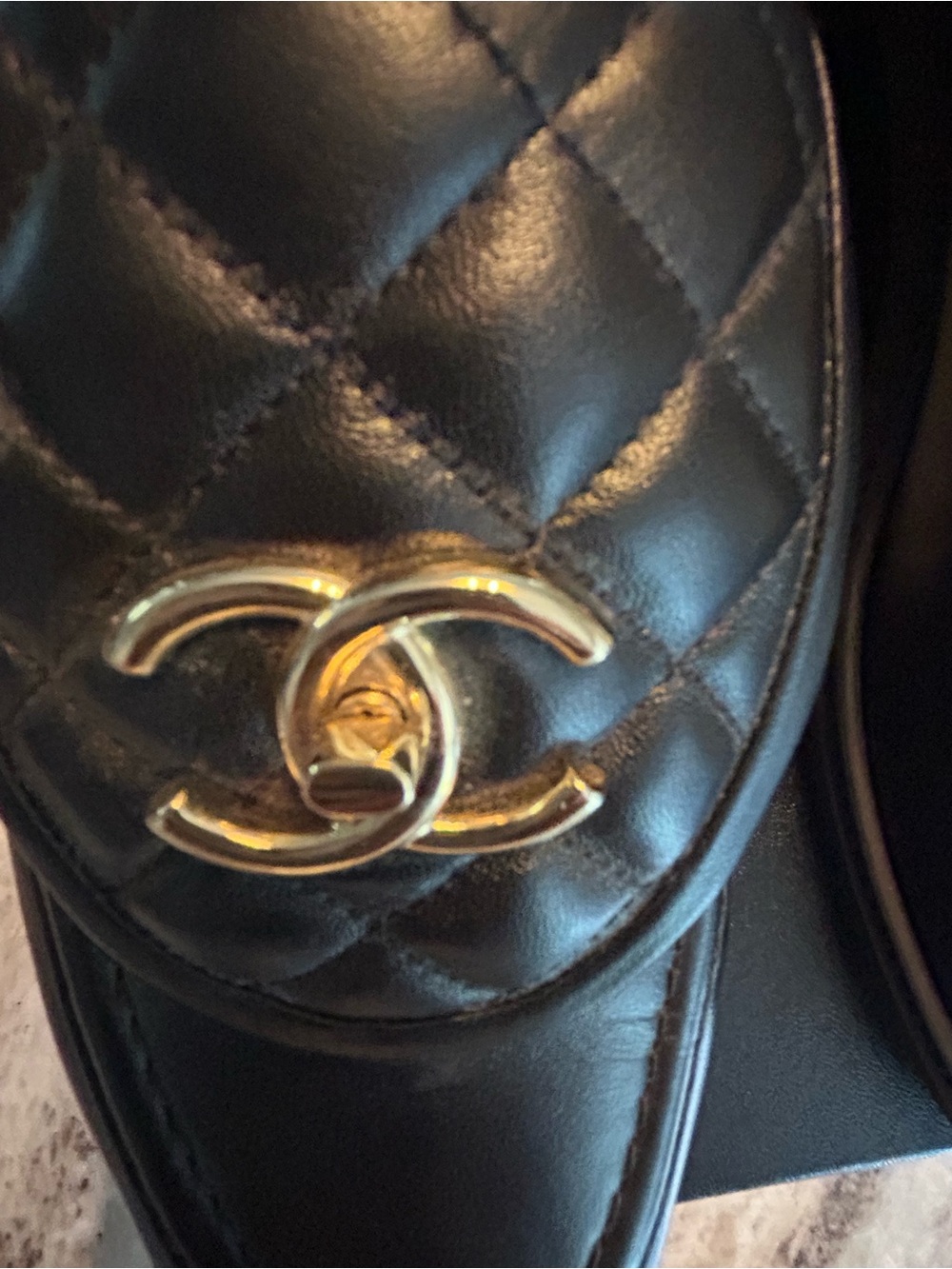 CHANEL Black Quilted Leather Loafers with Gold CC Hardware fits size 42 10 - Picture 6 of 11